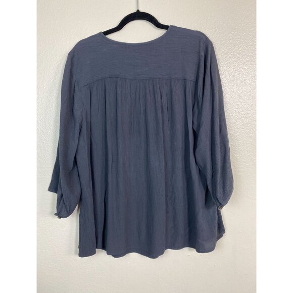 J. Jill Pure Gray 3/4 Sleeve Tunic Top Women size XL Lagenlook Mother of pearls - Picture 2 of 14